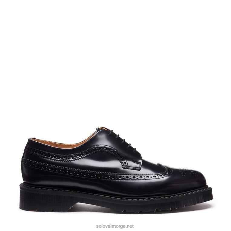 Solovair Svart Hi-shine American Brogue Sko Kvinnerh6ll2c357