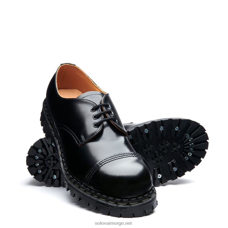 Solovair Svart Hi-shine Stål Tåkappet Gibson Sko Kvinnerh6ll2c381