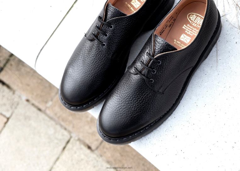 Solovair Svart Korn 3 øye Gibson Sko Kvinnerh6ll2c389