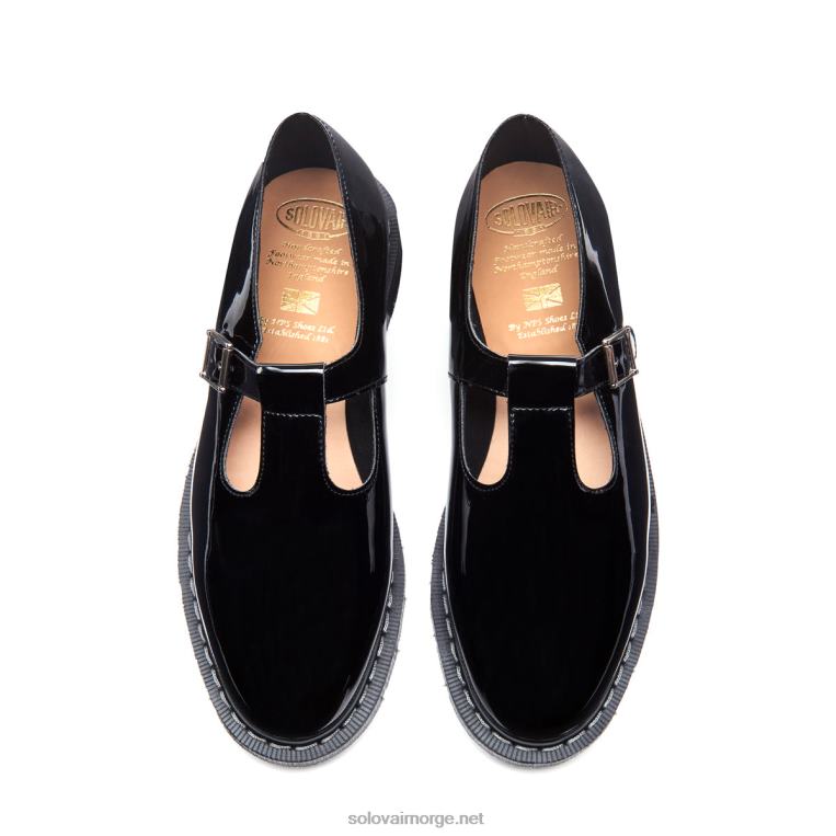 Solovair Svart Patent Mary Jane Sko Kvinnerh6ll2c404