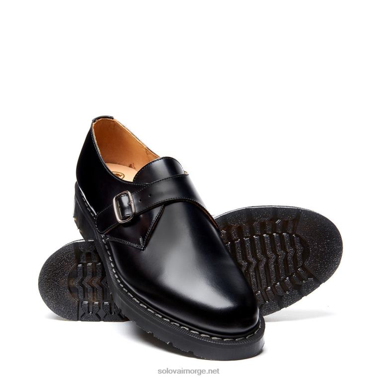 Solovair Svart Hi-shine Munkesko Med Enkelt Spenne Kvinnerh6ll2c406