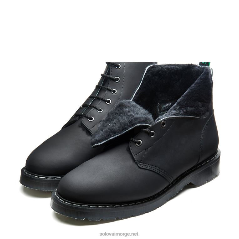 Solovair Svart Fettete Skjærfôret Astronautstøvel Med 6 øyne Kvinnerh6ll2c243