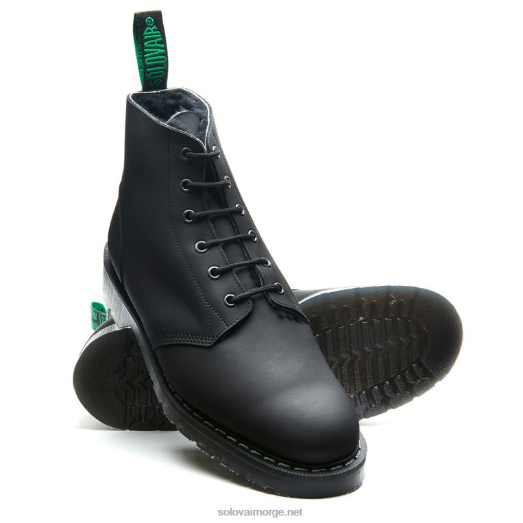 Solovair Svart Fettete Skjærfôret Astronautstøvel Med 6 øyne Kvinnerh6ll2c243