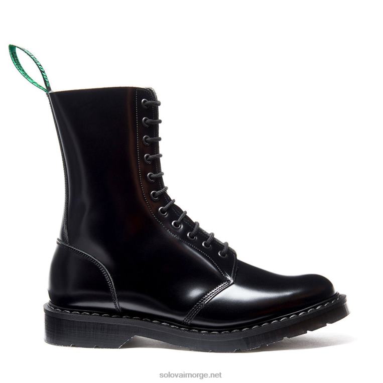 Solovair Svart Hi-shine Astronautstøvel Med 11 øyne Kvinnerh6ll2c233