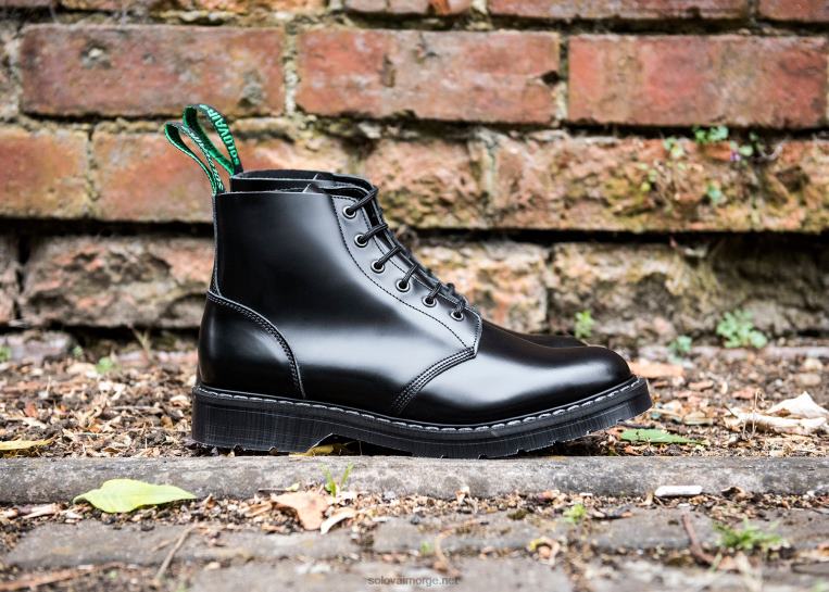 Solovair Svart Hi-shine Astronautstøvel Med 6 øyne Kvinnerh6ll2c236