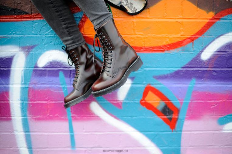 Solovair Burgunder Rub-off 11 Eye Derby Støvel Kvinnerh6ll2c285