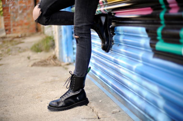 Solovair Englander Black 11 Eye Steel Toe Derby Boot Kvinnerh6ll2c281