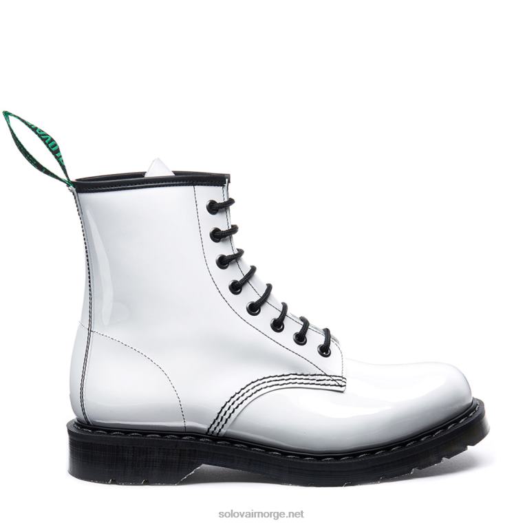 Solovair Hvit Patent 8 Eye Derby Støvel Kvinnerh6ll2c320
