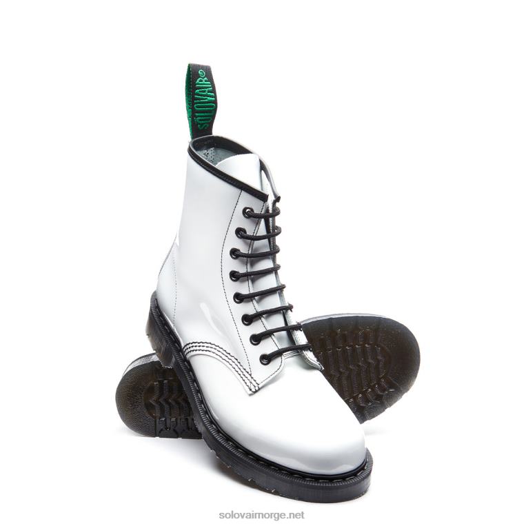 Solovair Hvit Patent 8 Eye Derby Støvel Kvinnerh6ll2c320