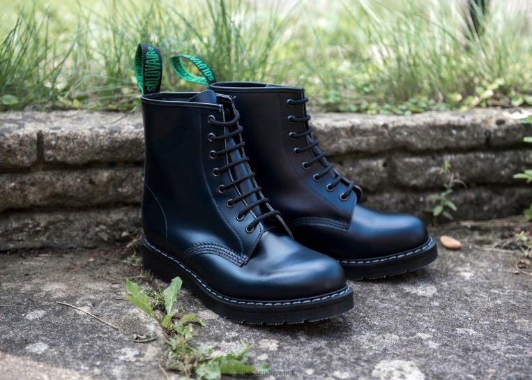 Solovair Marineblå Hi-shine Derbystøvel Med 8 øyne Kvinnerh6ll2c294