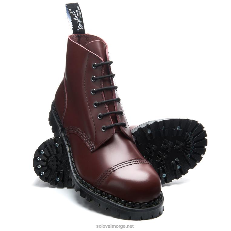 Solovair Oxblood Hi-shine 6-øyet Stål Tåkappet Derbystøvel Kvinnerh6ll2c296