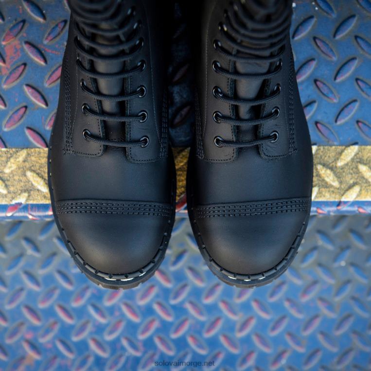 Solovair Sort Fettete 10-øyet Ståltå Med Derbystøvel Kvinnerh6ll2c299