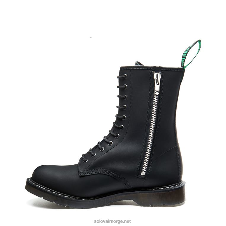 Solovair Sort Fettete Derbystøvel Med 11 øyne Med Glidelås Kvinnerh6ll2c328