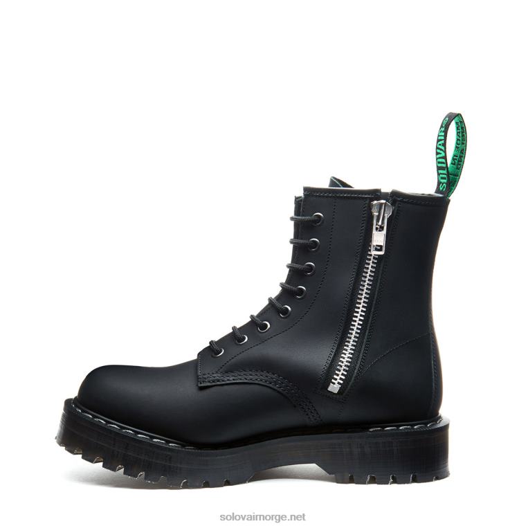 Solovair Svart Fettete 8-øyers Plattform-derbystøvel Med Glidelås Kvinnerh6ll2c297