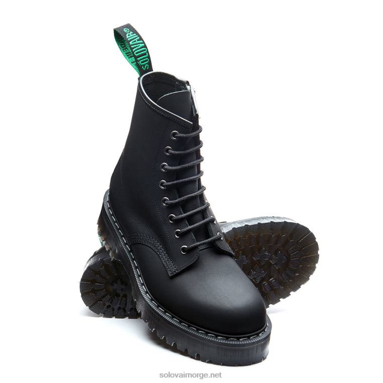 Solovair Svart Fettete 8-øyers Plattform-derbystøvel Med Glidelås Kvinnerh6ll2c297