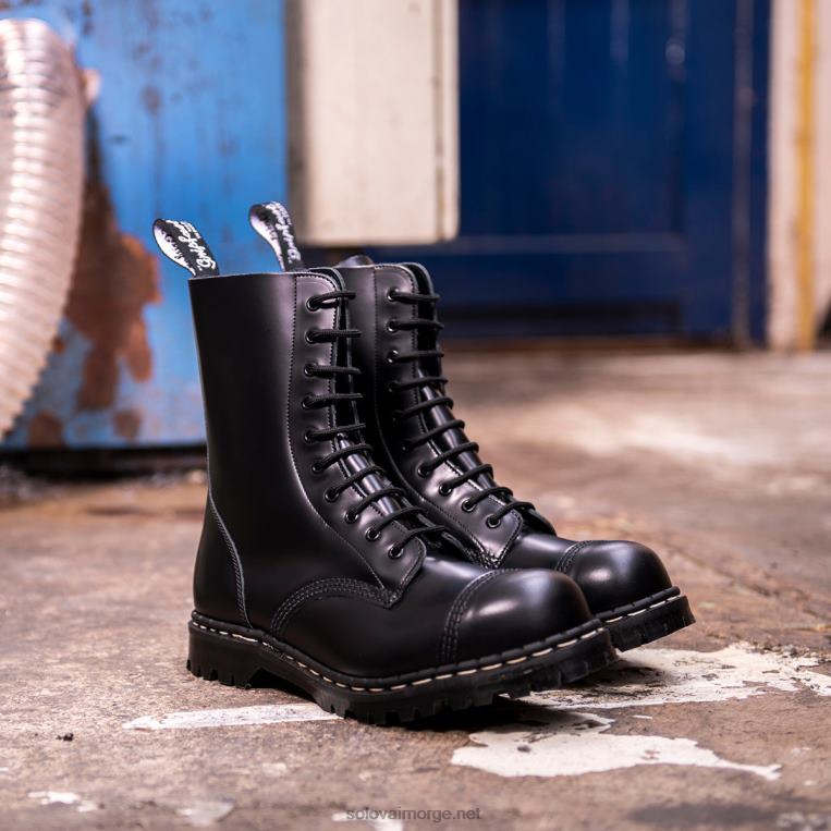 Solovair Svart Hi-shine 10 øyne Stål Tåkappet Derby Støvel Kvinnerh6ll2c326