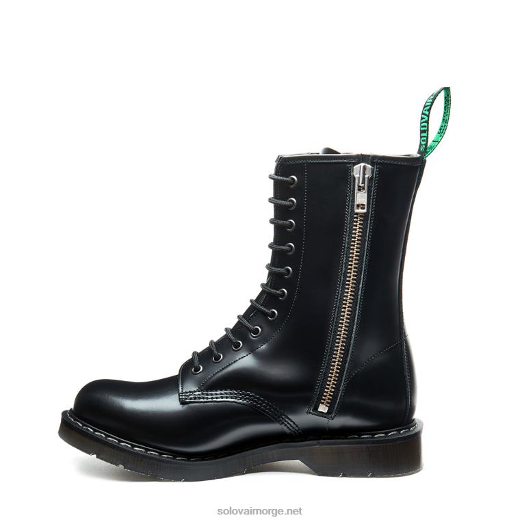Solovair Svart Hi-shine 11 øyne Glidelås Derby Støvel Kvinnerh6ll2c327