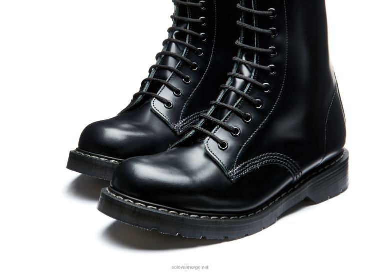 Solovair Svart Hi-shine 14 øyne Derby Støvel Kvinnerh6ll2c333