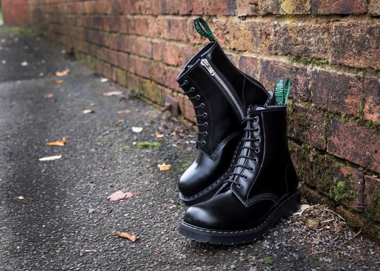 Solovair Svart Hi-shine Derbystøvel Med 8 øyne Med Glidelås Kvinnerh6ll2c289