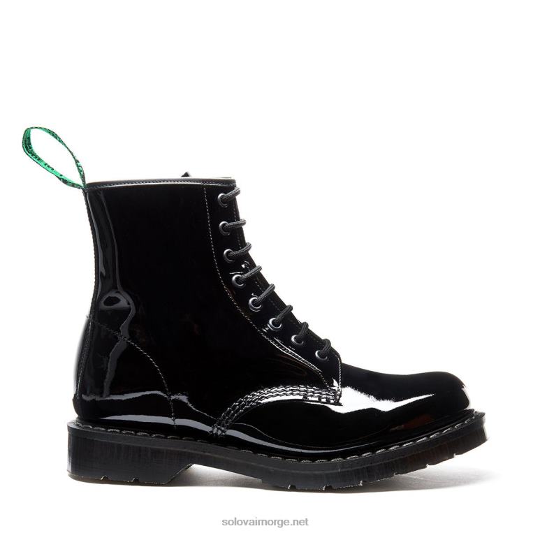 Solovair Svart Patent 8 Eye Derby Støvel Kvinnerh6ll2c298