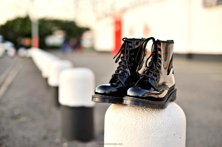 Solovair Svart Patent 8 Eye Derby Støvel Kvinnerh6ll2c298