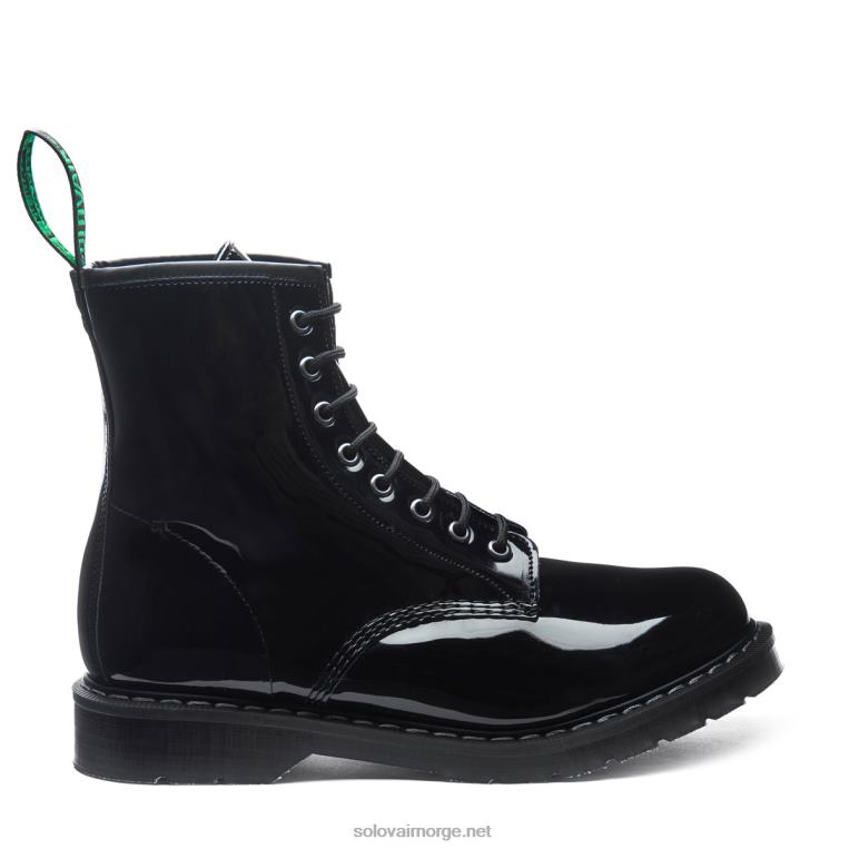 Solovair Svart Patent Vegansk 8 Eye Derby Støvel Kvinnerh6ll2c307