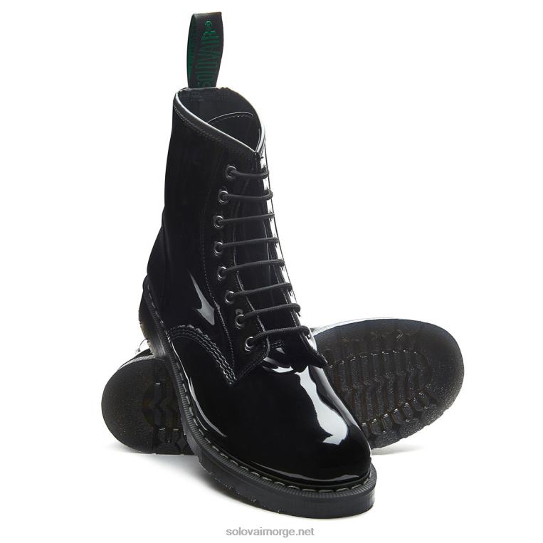 Solovair Svart Patent Vegansk 8 Eye Derby Støvel Kvinnerh6ll2c307