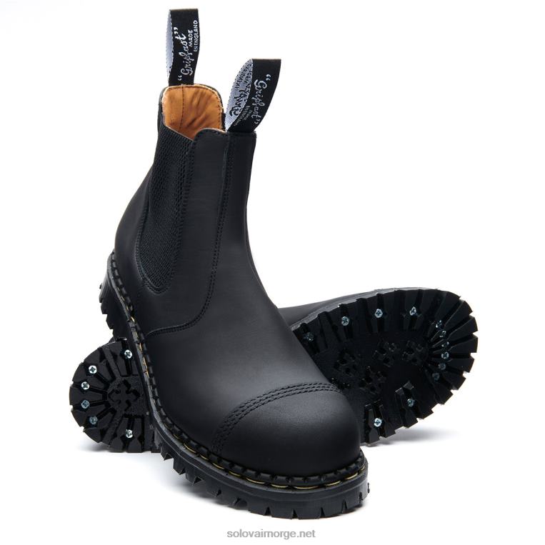 Solovair Svart Forhandlerstøvel Med Tåkappe I Fettete Stål Kvinnerh6ll2c266