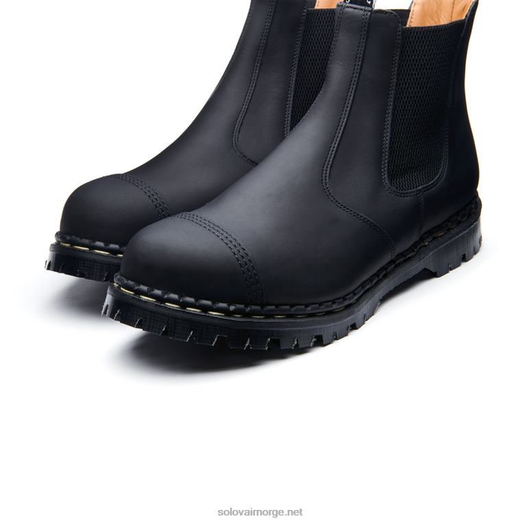 Solovair Svart Forhandlerstøvel Med Tåkappe I Fettete Stål Kvinnerh6ll2c266