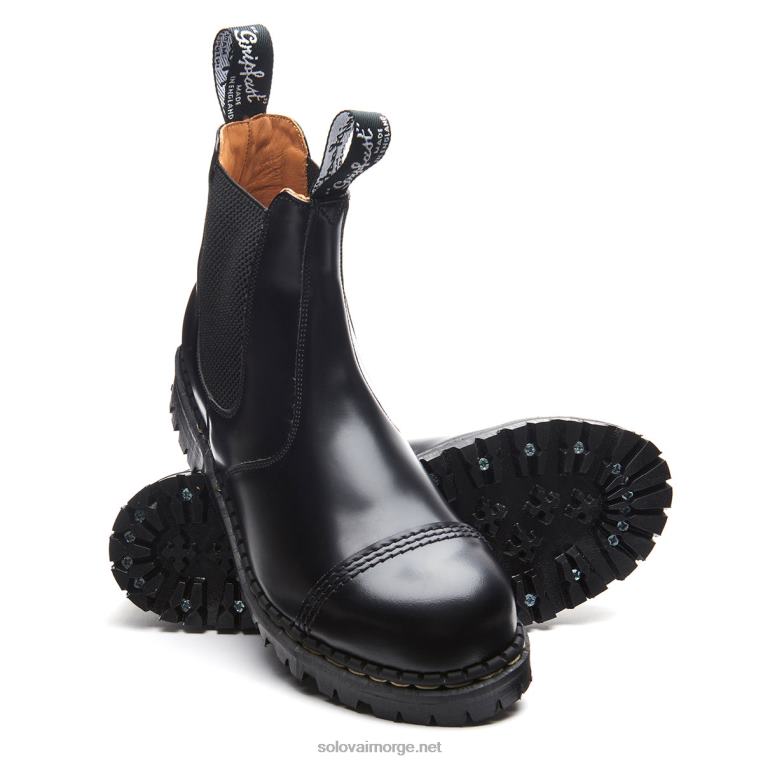 Solovair Svart Høyglans Stålstøvel Med Tåkappe Kvinnerh6ll2c268