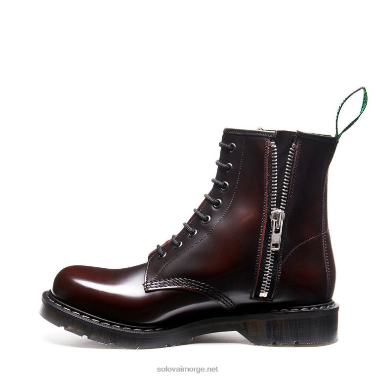 Solovair Burgundy Rub-off Derby Støvel Med 8 øyne Med Glidelås Kvinnerh6ll2c356