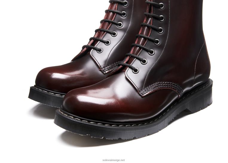 Solovair Burgundy Rub-off Derby Støvel Med 8 øyne Med Glidelås Kvinnerh6ll2c356