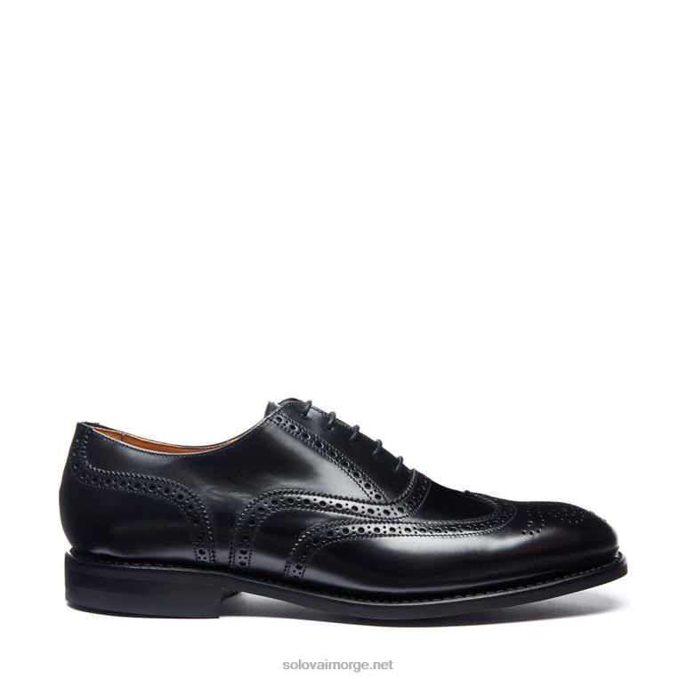 Solovair Svart Hi-shine 5 øyne Oxford Brogue Sko Mennh6ll2c174