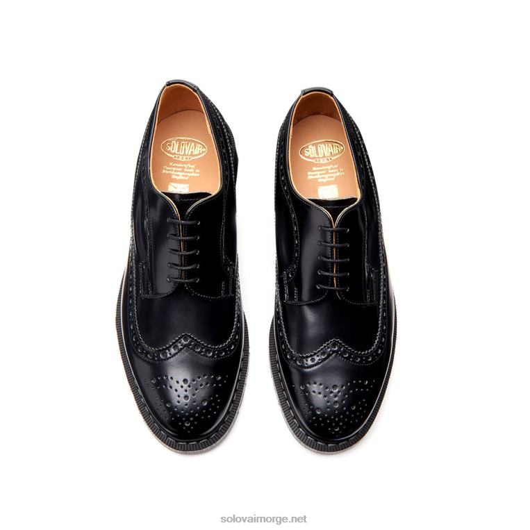 Solovair Svart Hi-shine American Brogue Sko Mennh6ll2c161