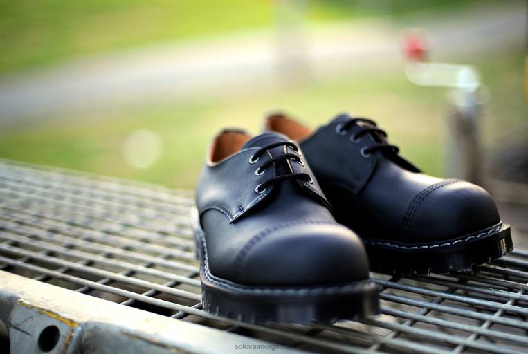 Solovair Svart Gibson-sko Med Fettete Tåer Mennh6ll2c185