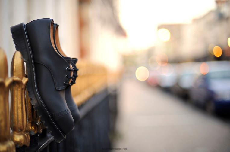 Solovair Svart Gibson-sko Med Fettete Tåer Mennh6ll2c185