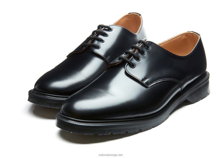 Solovair Svart Hi-shine Sko Med 4 øyne Mennh6ll2c195