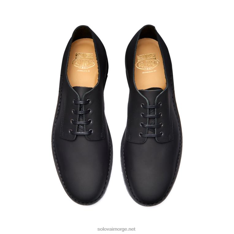 Solovair Svart Voksaktig Gibson Sko Med 4 øyne Mennh6ll2c186