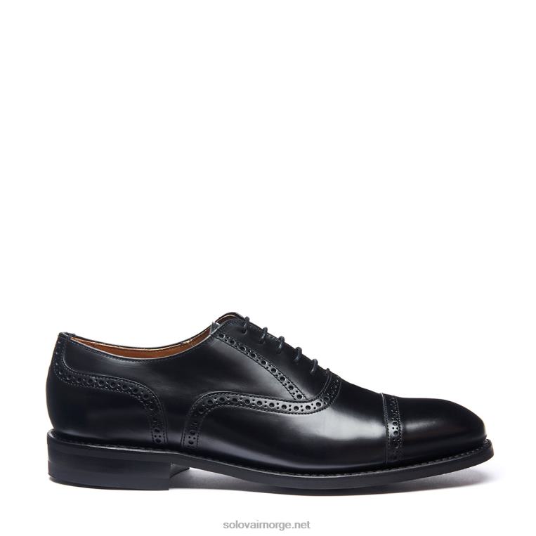 Solovair Svart Hi-shine 5 øye Oxford Semi-brogue Sko Mennh6ll2c222