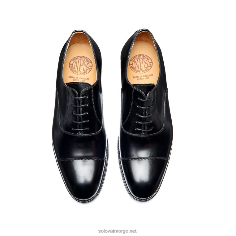 Solovair Svart Hi-shine 5 øye Oxford Sko Mennh6ll2c223