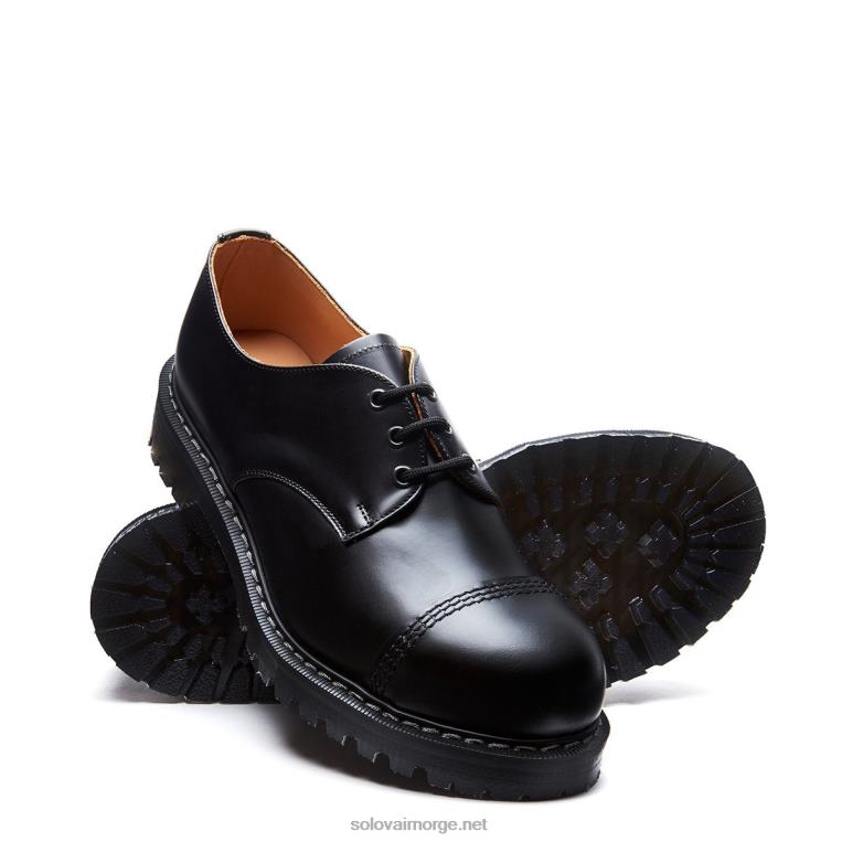 Solovair Svart Hi-shine Stål Tå Gibson Sko Mennh6ll2c224