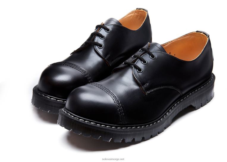 Solovair Svart Hi-shine Stål Tå Gibson Sko Mennh6ll2c224