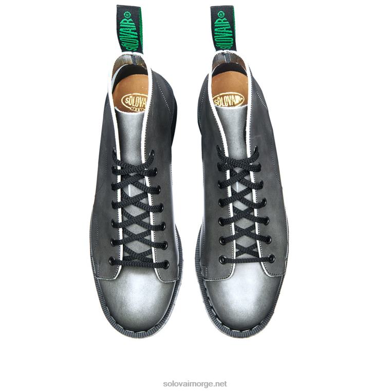 Solovair Lunar Grey Hi Shine 7 Eye Monkey Boot Mennh6ll2c154