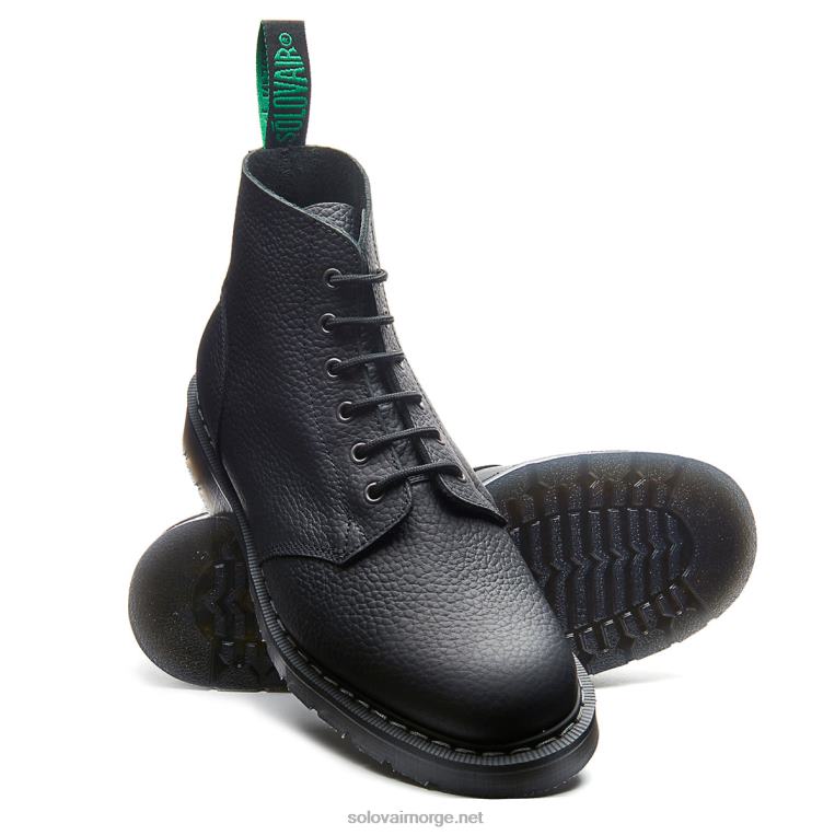 Solovair Svart, Fettkornet Astronautstøvel Med 6 øyne Mennh6ll2c17