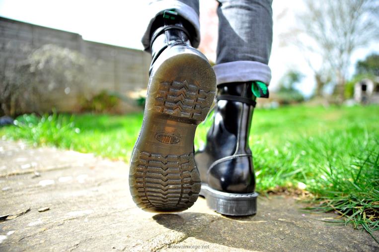 Solovair Svart Hi-shine Astronautstøvel Med 11 øyne Mennh6ll2c1