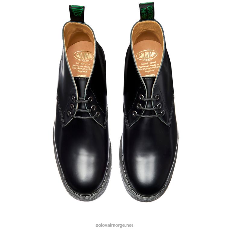 Solovair Svart Hi-shine 3-øyet Chukka-støvel Mennh6ll2c34