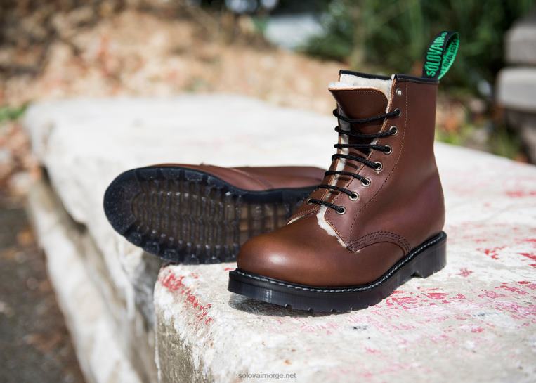 Solovair Brun Fettete Shearling Fôret 8 Eye Derby Boot Mennh6ll2c79