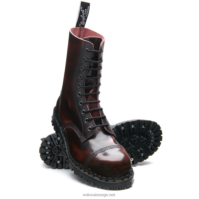 Solovair Burgundy Rub-off 10 øyne Stål Tåkappe Derby Støvel Mennh6ll2c119