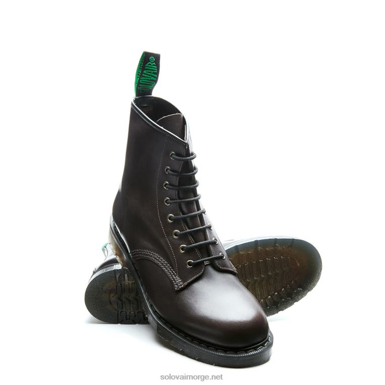 Solovair Mørkebrun Voksaktig Derbystøvel Med 8 øyne Mennh6ll2c114