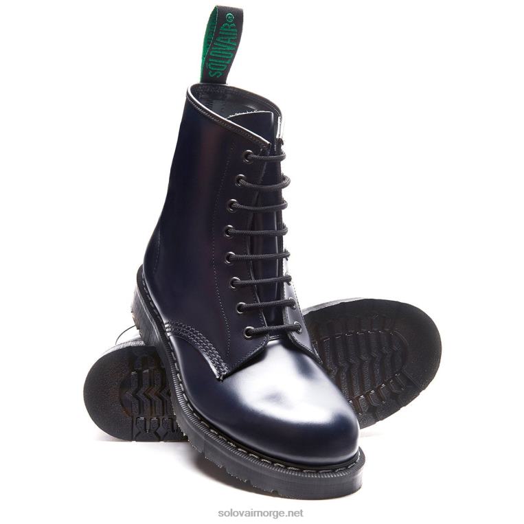 Solovair Marineblå Hi-shine Derbystøvel Med 8 øyne Mennh6ll2c94